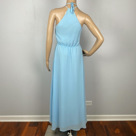 HAUTE HIPPIE BLUE HALTER HIGH-LOW MAXI DRESS - Picture 8 of 9